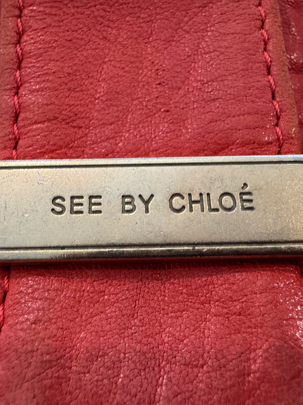 See by Chloe Red Coral Women's Crossbody Bag with Front Flap Vintage - Picture 13 of 13